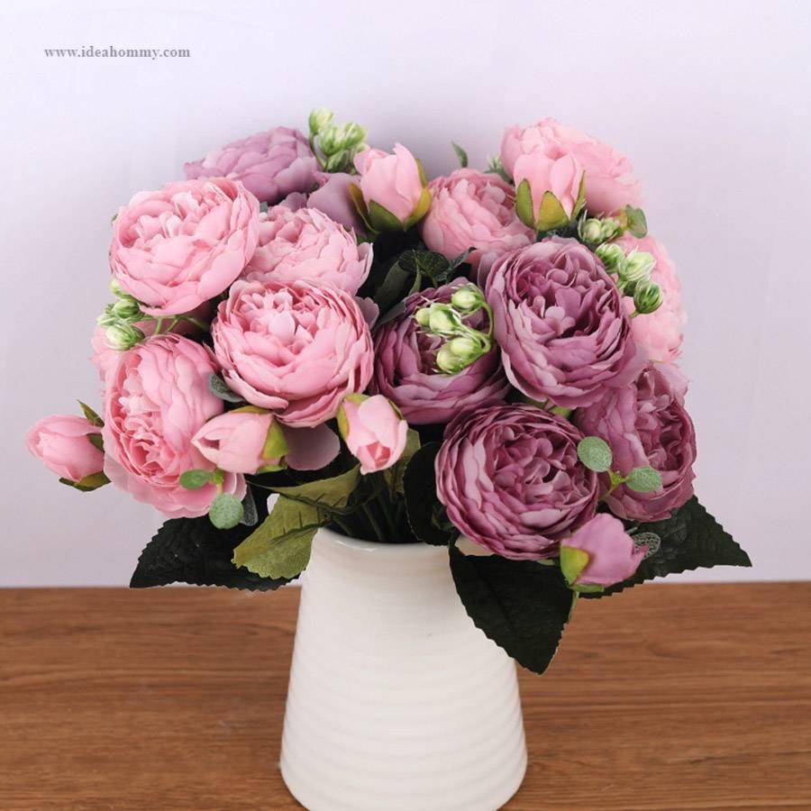 Silk Artificial Peony Flowers Set