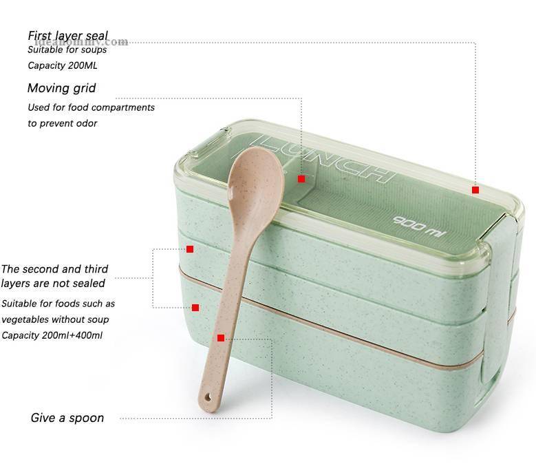 Portable 3 Layered Lunch Box