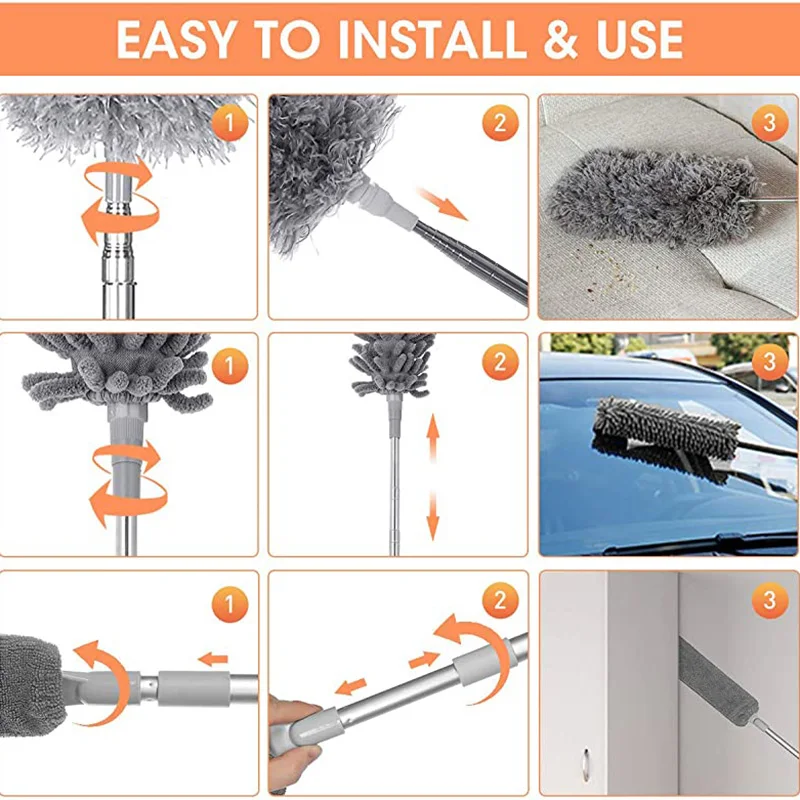 UNTIOR Duster Brush Microfiber Duster Extendable Gap Dust Tools Retractable Car Cleaning Brush Household Ceiling Cleaning Tools
