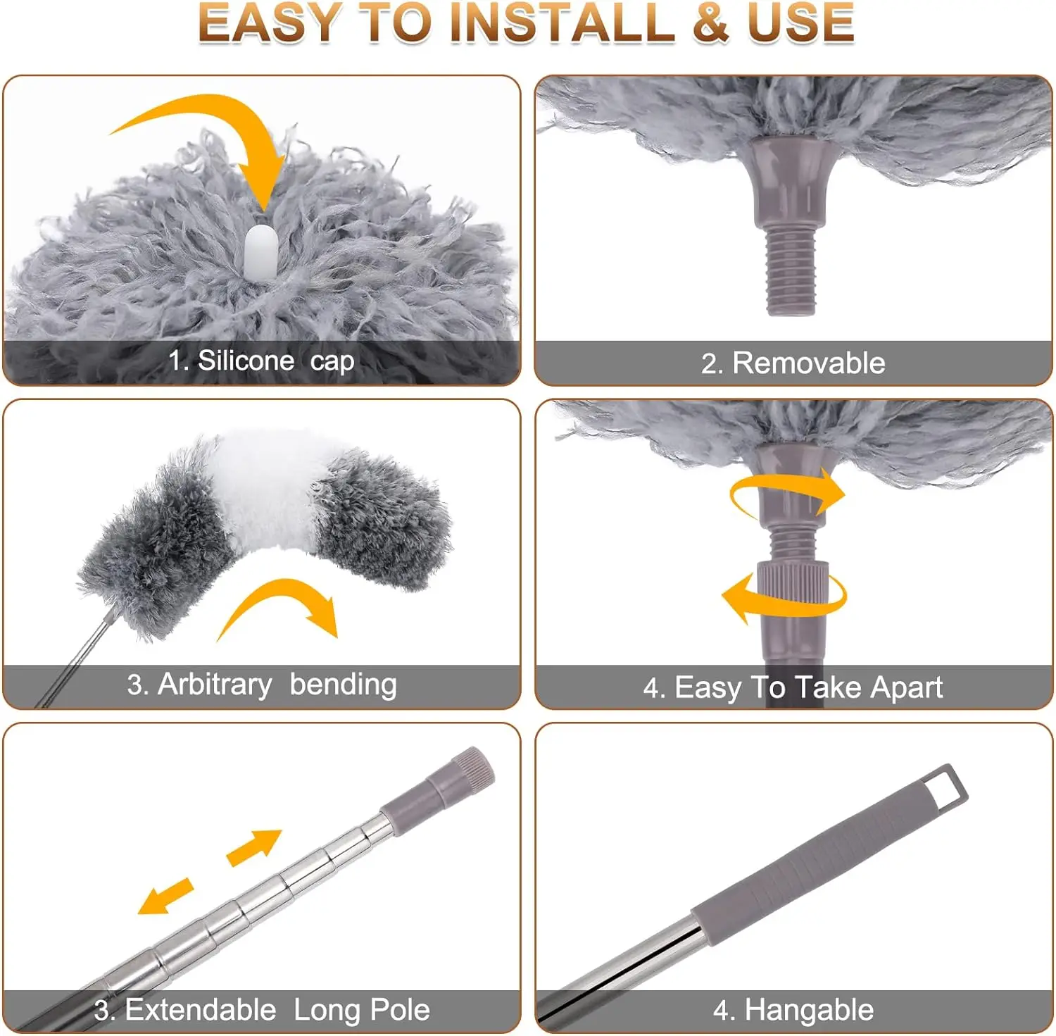 UNTIOR Duster Brush Microfiber Duster Extendable Gap Dust Tools Retractable Car Cleaning Brush Household Ceiling Cleaning Tools UNTIOR Duster Brush Microfiber Duster Extendable Gap Dust Tools Retractable Car Cleaning Brush Household Ceiling Cleaning Tools