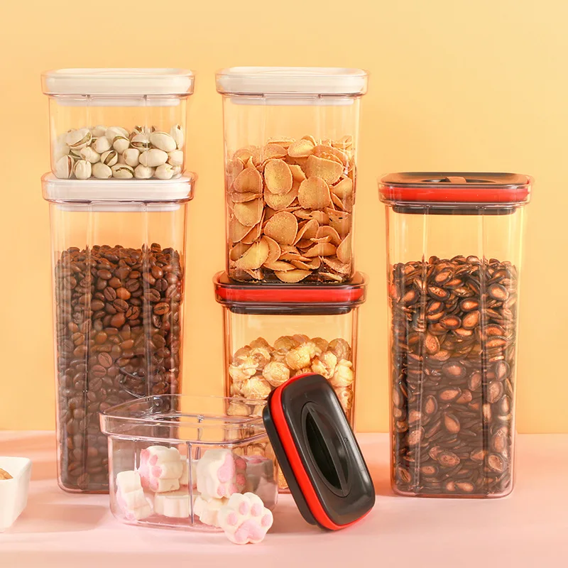 Food Storage Containers Kitchen Storage Organization Box Transparent Jars for  PET Food  Box Lid