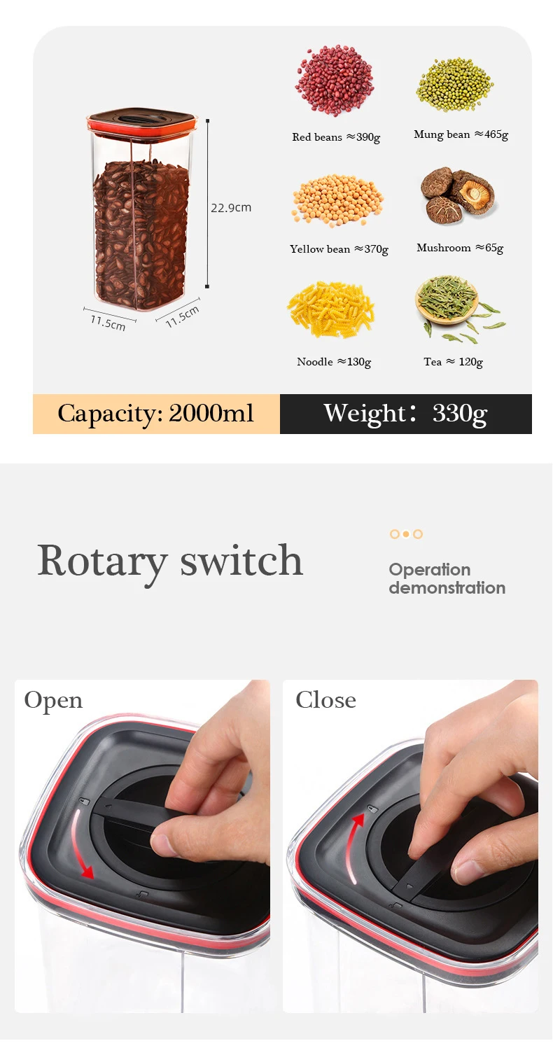 Food Storage Containers Kitchen Storage Organization Box Transparent Jars for  PET Food  Box Lid