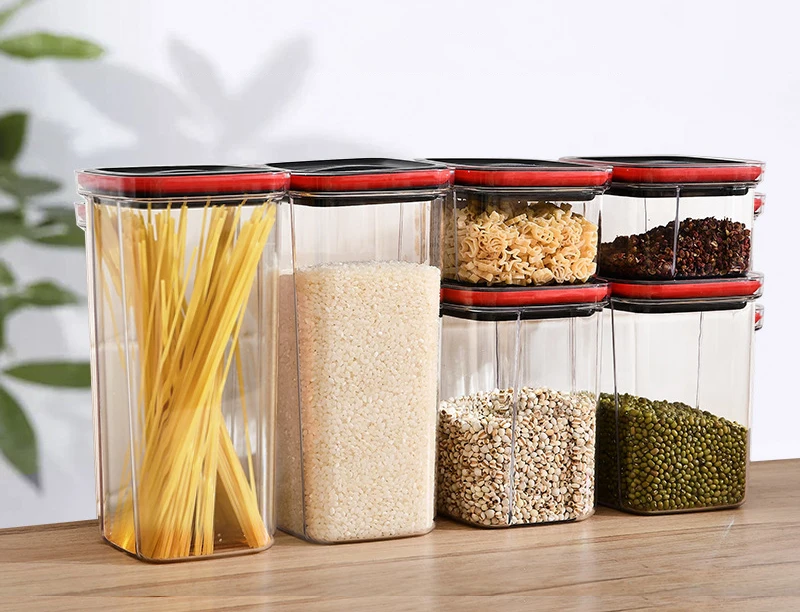 Food Storage Containers Kitchen Storage Organization Box Transparent Jars for  PET Food  Box Lid