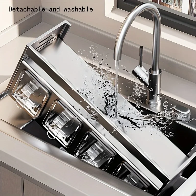 Stainless Steel Kitchen Spice Rack Wall-Mounted Multi-Functional Spice Rack Box Jar Kitchen Storage Home Organizador De Cocina