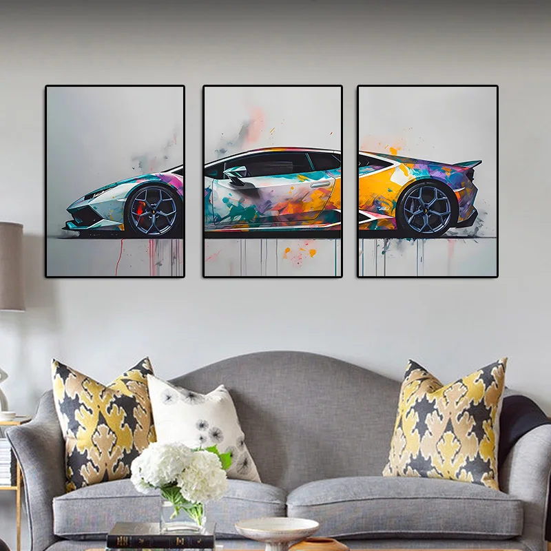 3Pcs Supercar Posters Sports Cars Print Famous Cars Canvas Painting Car Wall Art for Boys Room Home Decoration Birtday Gift