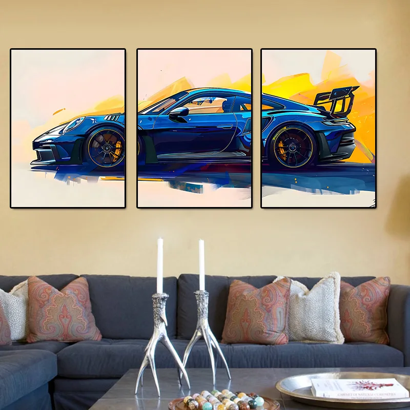3Pcs Supercar Posters Sports Cars Print Famous Cars Canvas Painting Car Wall Art for Boys Room Home Decoration Birtday Gift