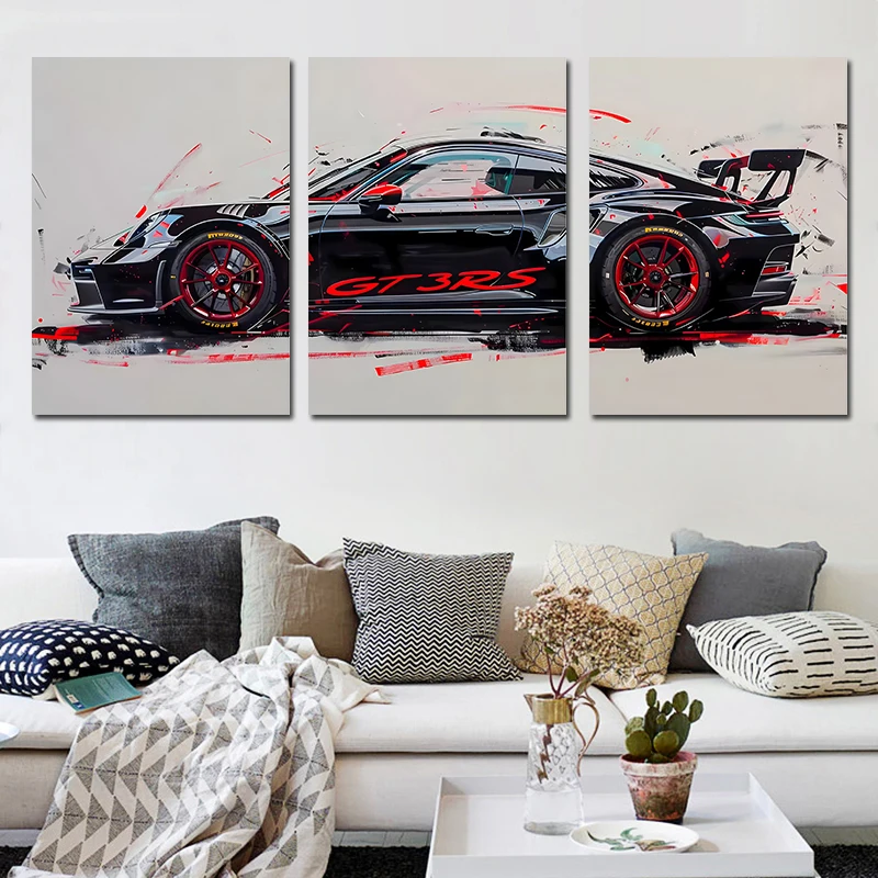 3Pcs Supercar Posters Sports Cars Print Famous Cars Canvas Painting Car Wall Art for Boys Room Home Decoration Birtday Gift