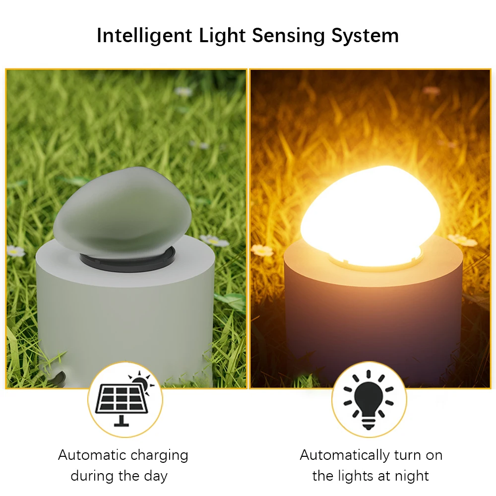 Solar Outdoor Light, Waterproof Pebble Decorative Lamp, for Garden, Courtyards, Terraces, Villas,  Swimming Pools，Hotels, cafes