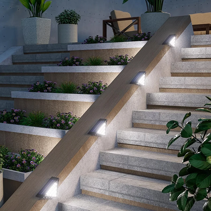 Solar Deck Lights Outdoor Step Fence Lights IP65 Waterproof Solar Lamp for Railing Stairs Pathway Garden Light Decoration Lamp