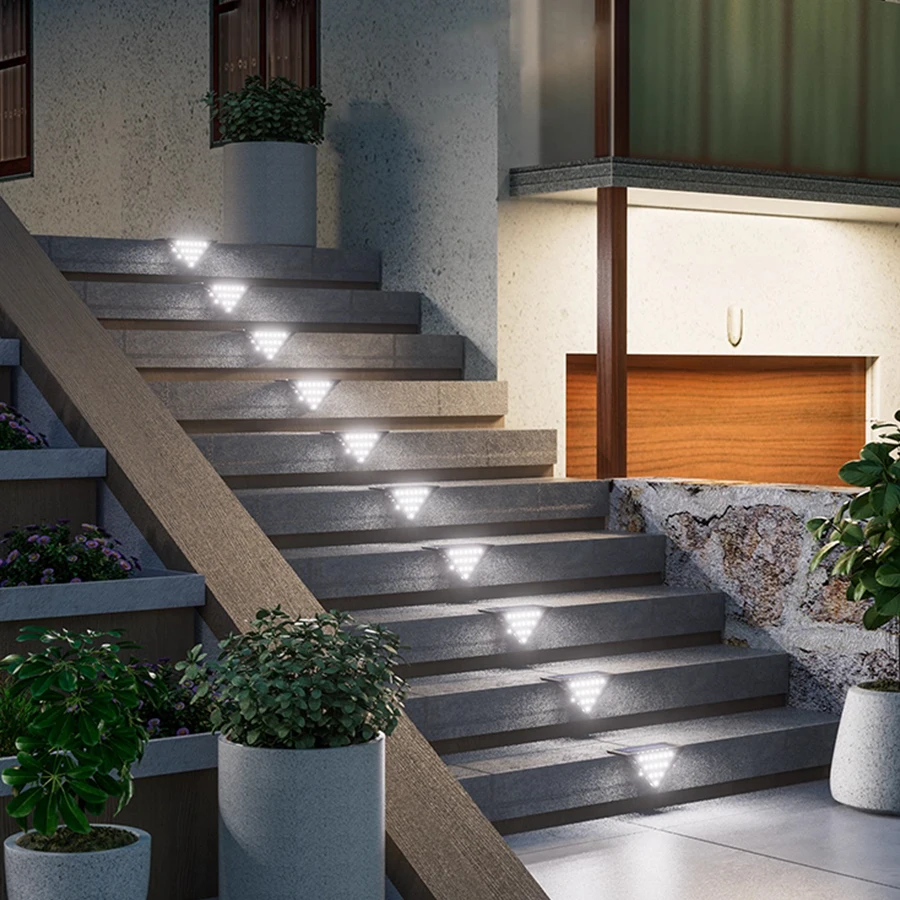 Solar Deck Lights Outdoor Step Fence Lights IP65 Waterproof Solar Lamp for Railing Stairs Pathway Garden Light Decoration Lamp