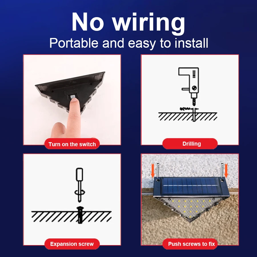 Solar Deck Lights Outdoor Step Fence Lights IP65 Waterproof Solar Lamp for Railing Stairs Pathway Garden Light Decoration Lamp