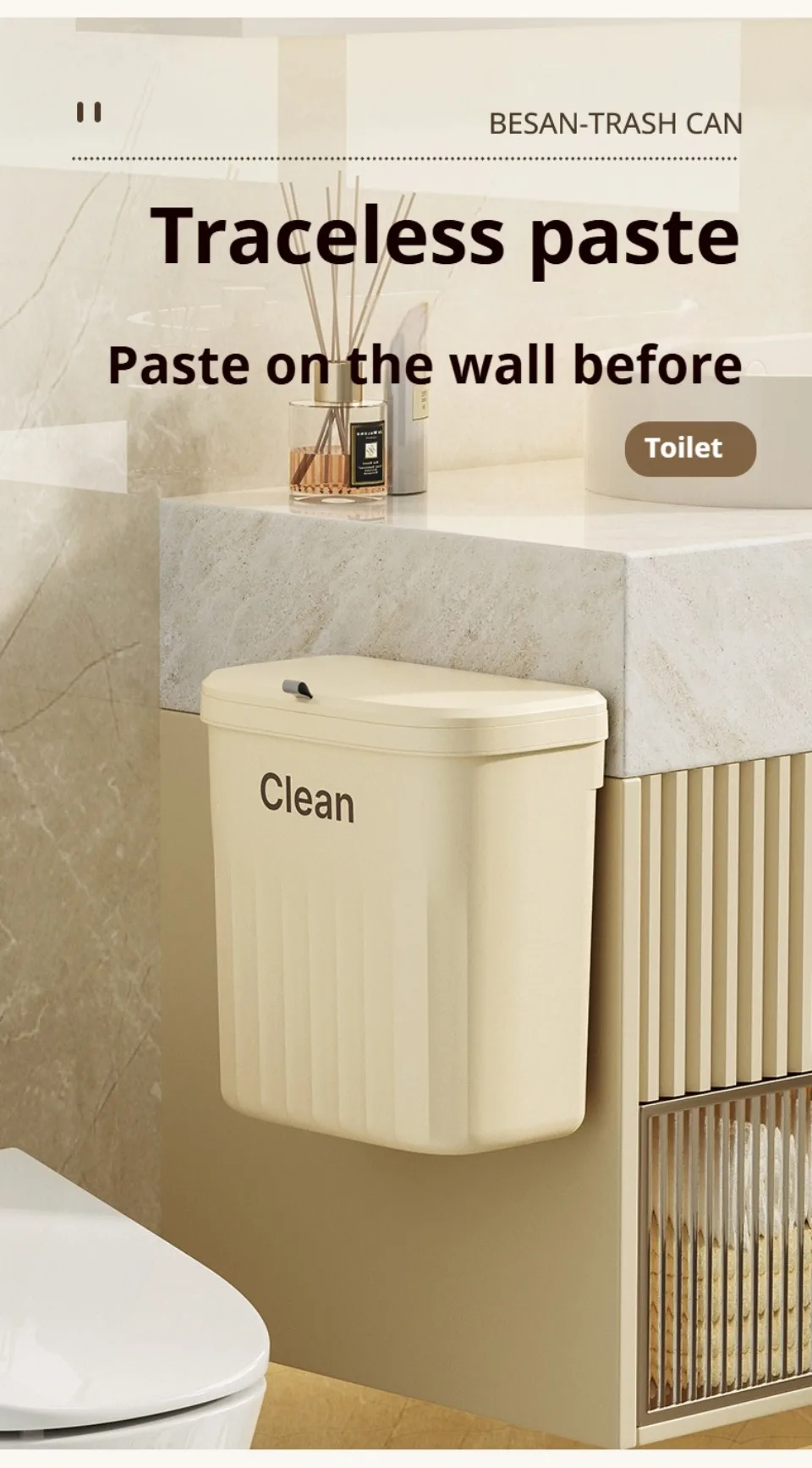 Trash Can Kitchen Wall Mounted Hanging Trash Can With Lid Garbage Can for Cabinet Under Sink Waste Garbage Compost Bin 8.5/12L