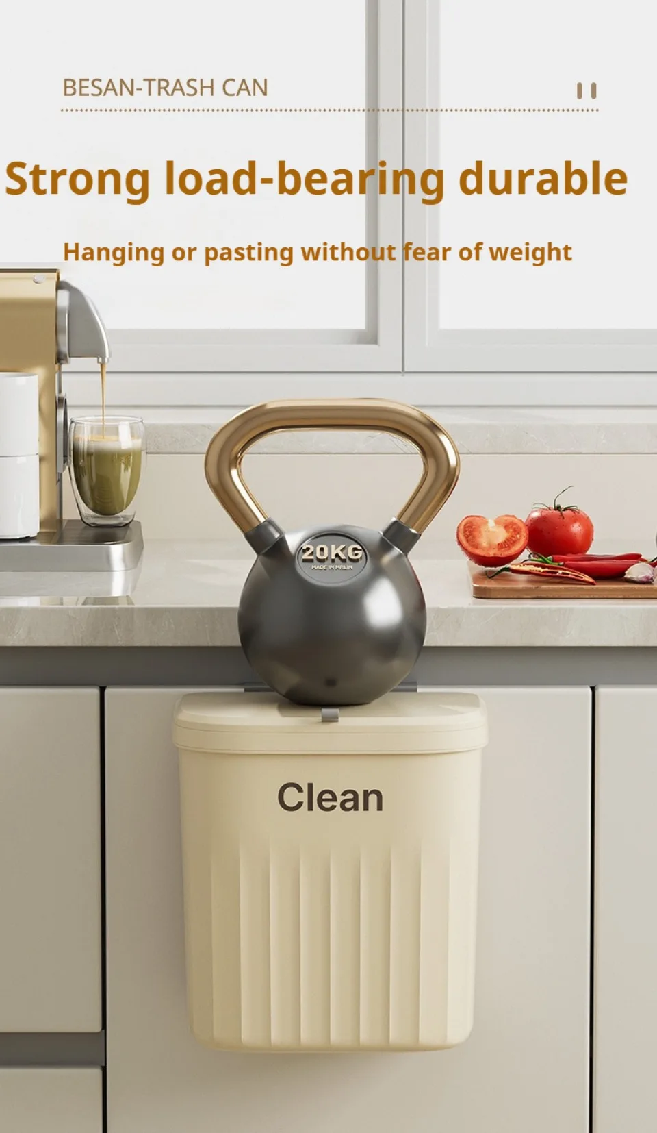 Trash Can Kitchen Wall Mounted Hanging Trash Can With Lid Garbage Can for Cabinet Under Sink Waste Garbage Compost Bin 8.5/12L