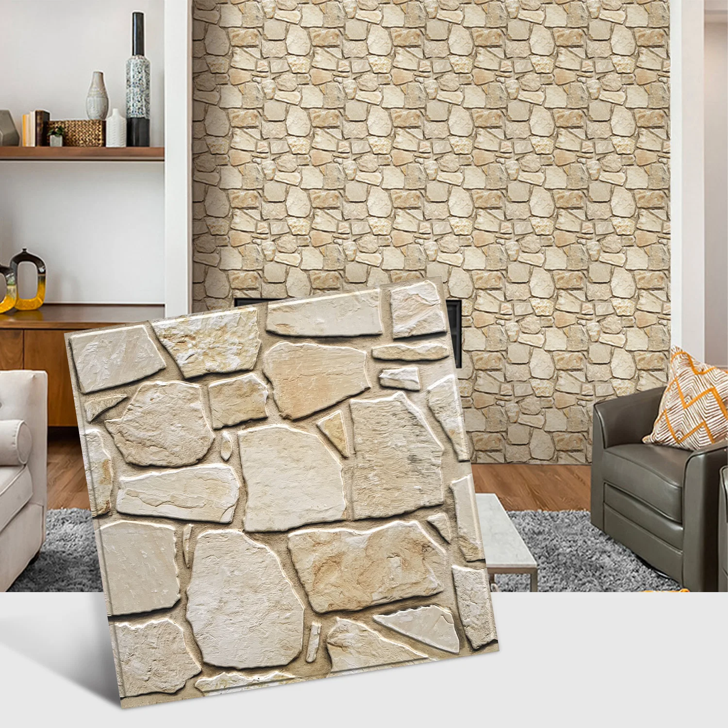 3D Tile Stickers, 3D Faux Stone Textures, Matte, 30cm x 30cm, Water and Mold Resistant, for Living Room, Kitchen Wall Update 3D Tile Stickers, 3D Faux Stone Textures, Matte, 30cm x 30cm, Water and Mold Resistant, for Living Room, Kitchen Wall Update