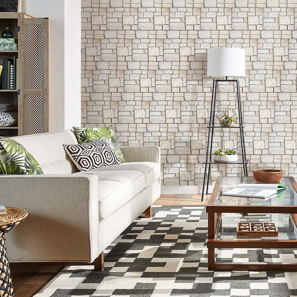 3D Tile Stickers, 3D Faux Stone Textures, Matte, 30cm x 30cm, Water and Mold Resistant, for Living Room, Kitchen Wall Update