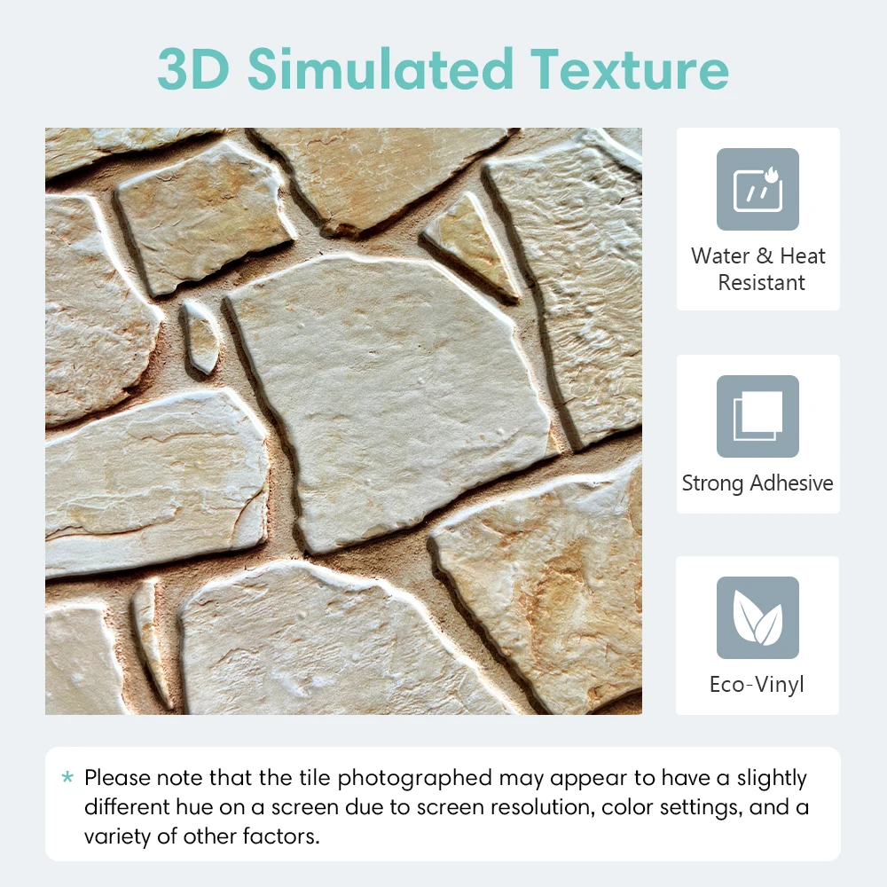 3D Tile Stickers, 3D Faux Stone Textures, Matte, 30cm x 30cm, Water and Mold Resistant, for Living Room, Kitchen Wall Update 3D Tile Stickers, 3D Faux Stone Textures, Matte, 30cm x 30cm, Water and Mold Resistant, for Living Room, Kitchen Wall Update