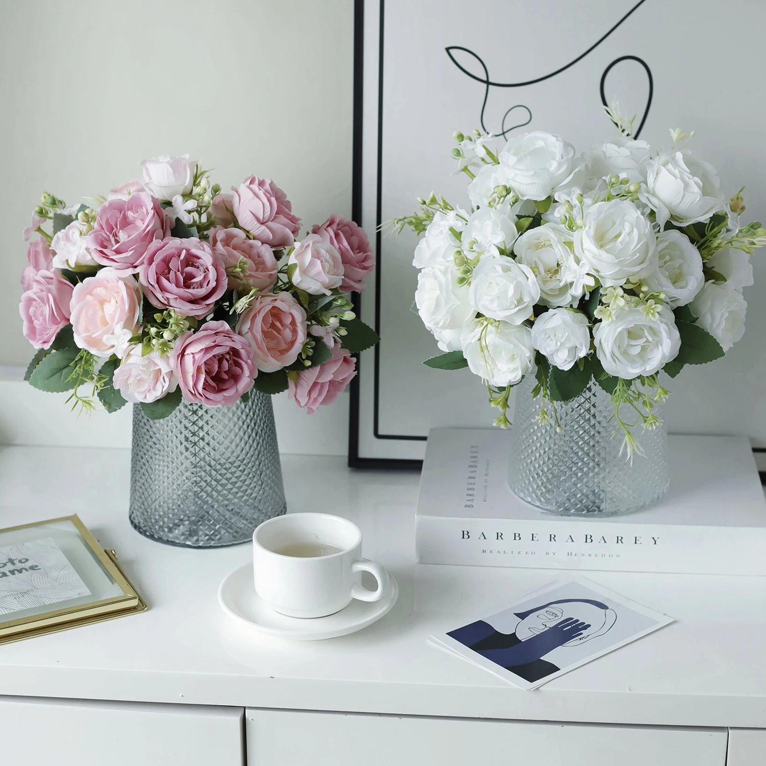 Artificial Peony Flowers Plants Vase for Table Home Room Yard & Garden Decoration Wedding Arrangement Silk Rose Bridal Bouquet Artificial Peony Flowers Plants Vase for Table Home Room Yard & Garden Decoration Wedding Arrangement Silk Rose Bridal Bouquet