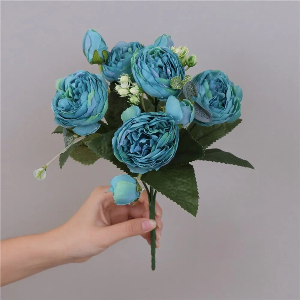 1PC 30CM Fake Roses Silk Peony Artificial Flowers Cheap New Year's Christmas Decorations Vase Home Wedding Bridal Bouquet Indoor