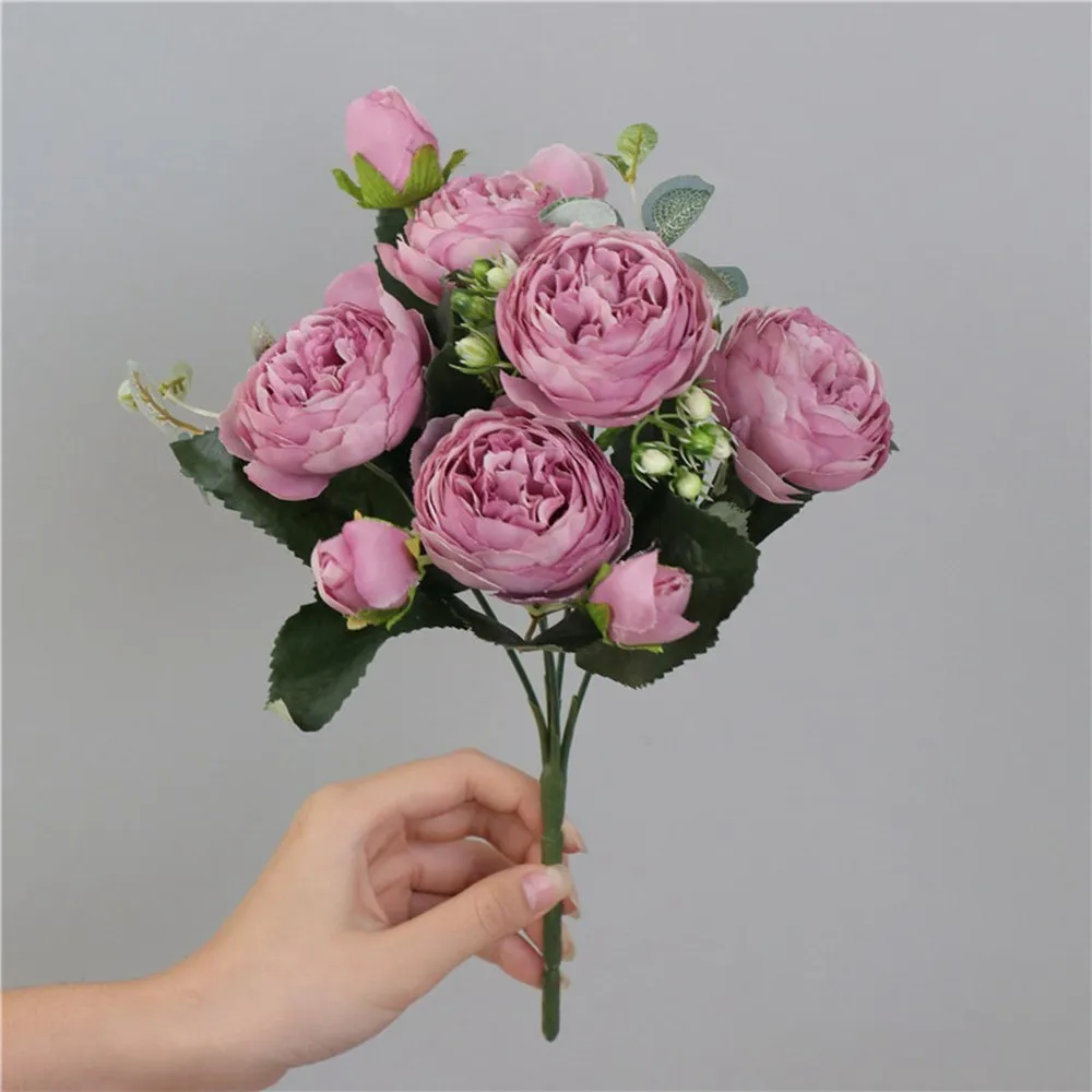 1PC 30CM Fake Roses Silk Peony Artificial Flowers Cheap New Year's Christmas Decorations Vase Home Wedding Bridal Bouquet Indoor
