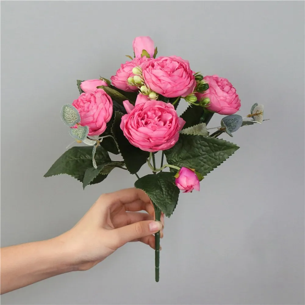 1PC 30CM Fake Roses Silk Peony Artificial Flowers Cheap New Year's Christmas Decorations Vase Home Wedding Bridal Bouquet Indoor