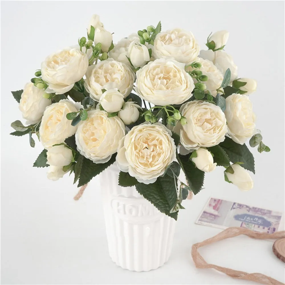 1PC 30CM Fake Roses Silk Peony Artificial Flowers Cheap New Year's Christmas Decorations Vase Home Wedding Bridal Bouquet Indoor