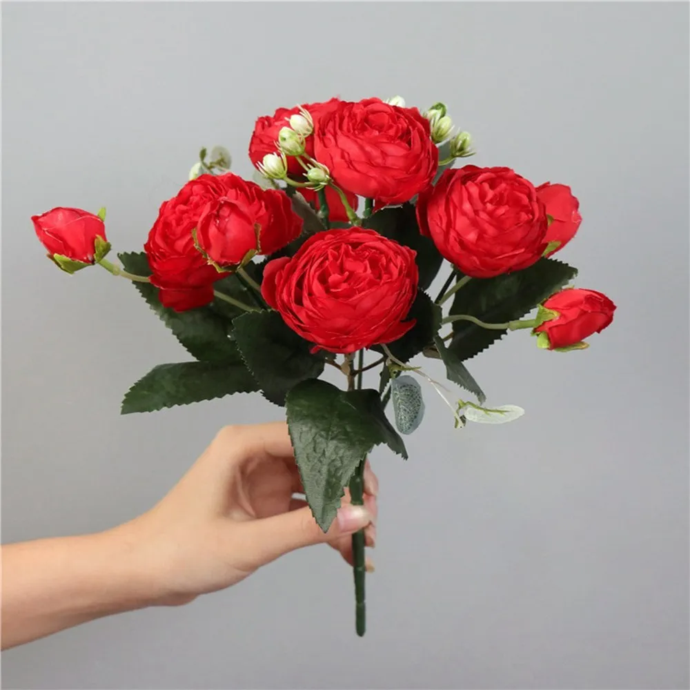 1PC 30CM Fake Roses Silk Peony Artificial Flowers Cheap New Year's Christmas Decorations Vase Home Wedding Bridal Bouquet Indoor