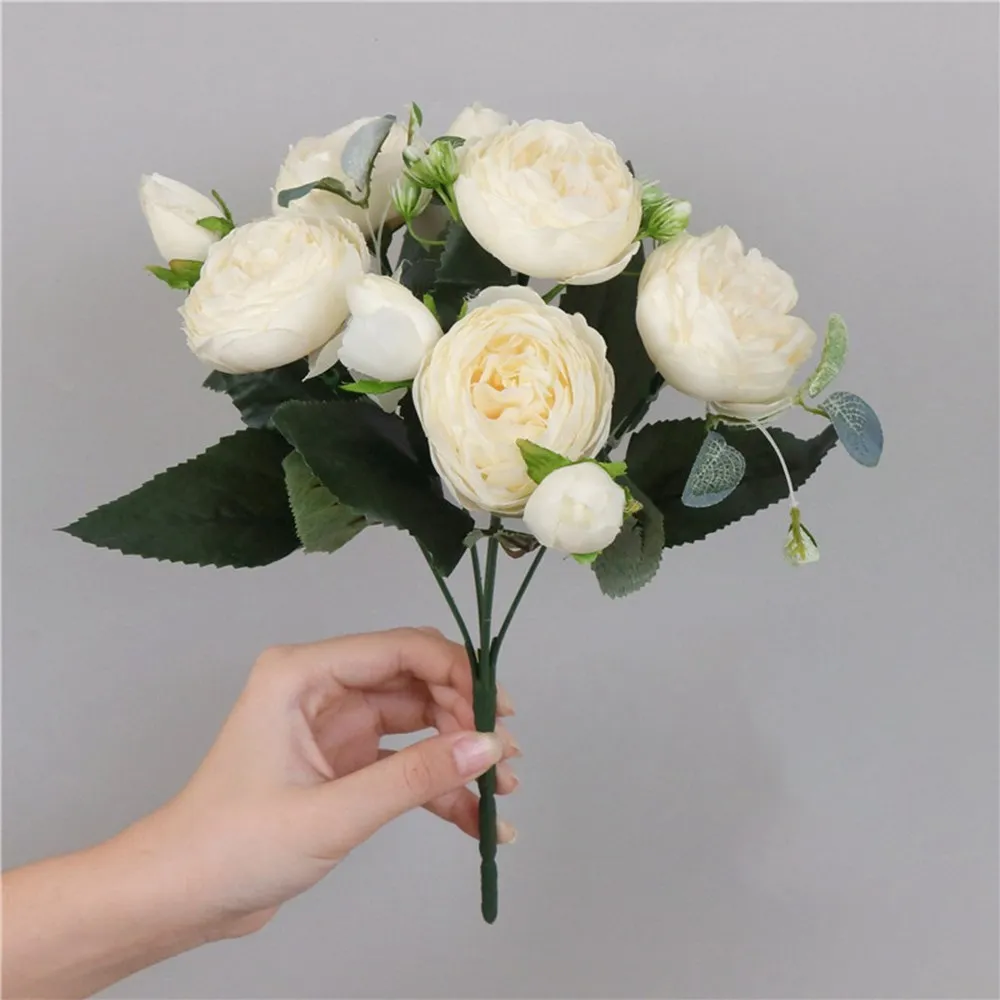 1PC 30CM Fake Roses Silk Peony Artificial Flowers Cheap New Year's Christmas Decorations Vase Home Wedding Bridal Bouquet Indoor