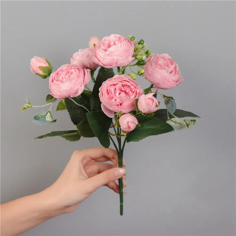 1PC 30CM Fake Roses Silk Peony Artificial Flowers Cheap New Year's Christmas Decorations Vase Home Wedding Bridal Bouquet Indoor