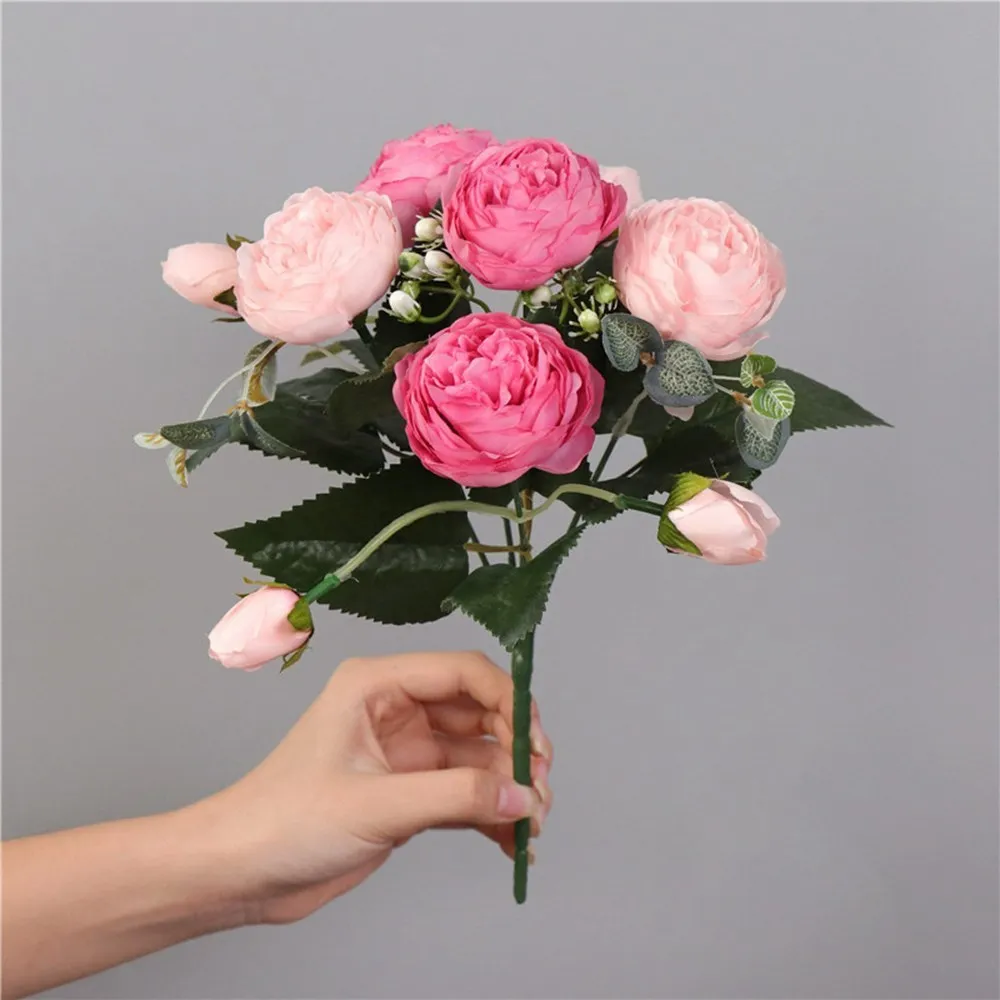 1PC 30CM Fake Roses Silk Peony Artificial Flowers Cheap New Year's Christmas Decorations Vase Home Wedding Bridal Bouquet Indoor