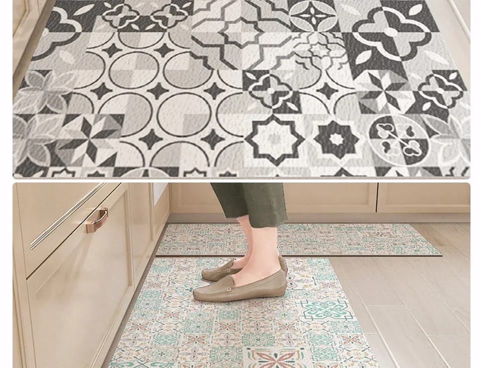 PVC Floor Mat for Kitchen Waterproof Non-slip Carpet Home Decoration Vintage Pattern Long strip Rug Oil-proof Alfombra de cocina PVC Floor Mat for Kitchen Waterproof Non-slip Carpet Home Decoration Vintage Pattern Long strip Rug Oil-proof Alfombra de cocina