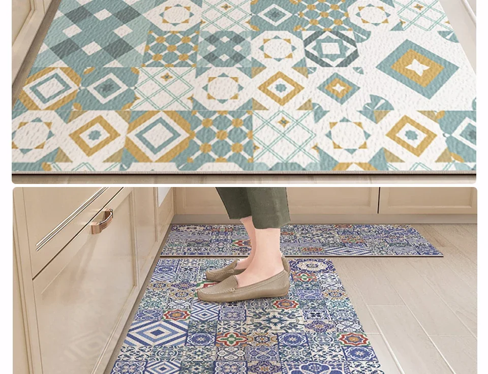 PVC Floor Mat for Kitchen Waterproof Non-slip Carpet Home Decoration Vintage Pattern Long strip Rug Oil-proof Alfombra de cocina PVC Floor Mat for Kitchen Waterproof Non-slip Carpet Home Decoration Vintage Pattern Long strip Rug Oil-proof Alfombra de cocina