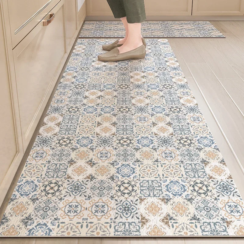 PVC Floor Mat for Kitchen Waterproof Non-slip Carpet Home Decoration Vintage Pattern Long strip Rug Oil-proof Alfombra de cocina PVC Floor Mat for Kitchen Waterproof Non-slip Carpet Home Decoration Vintage Pattern Long strip Rug Oil-proof Alfombra de cocina