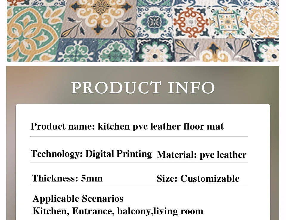 PVC Floor Mat for Kitchen Waterproof Non-slip Carpet Home Decoration Vintage Pattern Long strip Rug Oil-proof Alfombra de cocina PVC Floor Mat for Kitchen Waterproof Non-slip Carpet Home Decoration Vintage Pattern Long strip Rug Oil-proof Alfombra de cocina