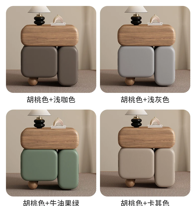 Storage Drawers Nightstands Cute Cream Style Luxury Aesthetic Bedside Table Simple Design Mesa De Noche Bedroom Furniture