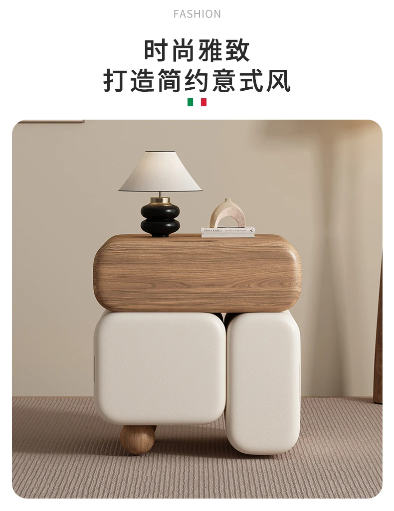 Storage Drawers Nightstands Cute Cream Style Luxury Aesthetic Bedside Table Simple Design Mesa De Noche Bedroom Furniture