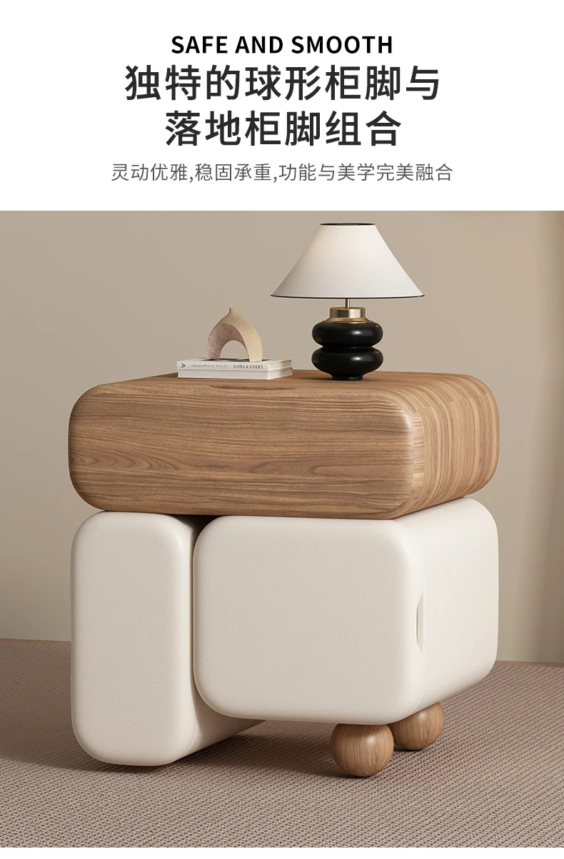 Storage Drawers Nightstands Cute Cream Style Luxury Aesthetic Bedside Table Simple Design Mesa De Noche Bedroom Furniture
