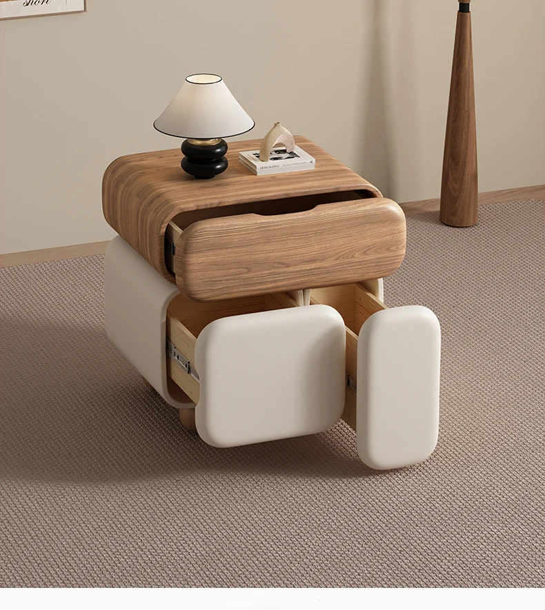 Storage Drawers Nightstands Cute Cream Style Luxury Aesthetic Bedside Table Simple Design Mesa De Noche Bedroom Furniture