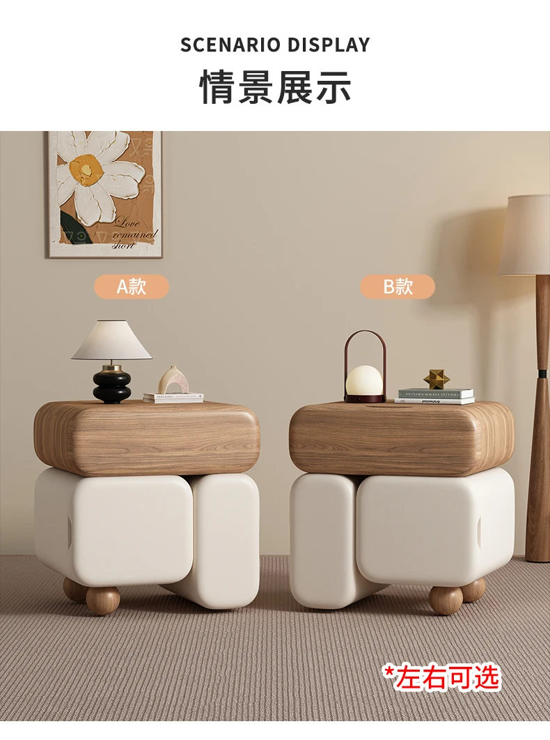 Storage Drawers Nightstands Cute Cream Style Luxury Aesthetic Bedside Table Simple Design Mesa De Noche Bedroom Furniture