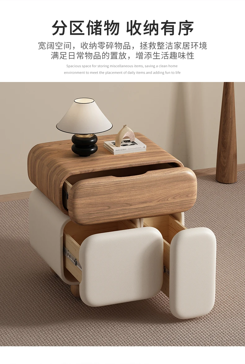 Storage Drawers Nightstands Cute Cream Style Luxury Aesthetic Bedside Table Simple Design Mesa De Noche Bedroom Furniture