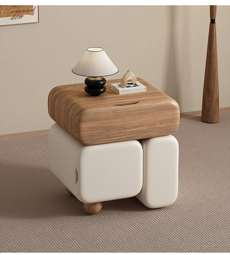 Storage Drawers Nightstands Cute Cream Style Luxury Aesthetic Bedside Table Simple Design Mesa De Noche Bedroom Furniture