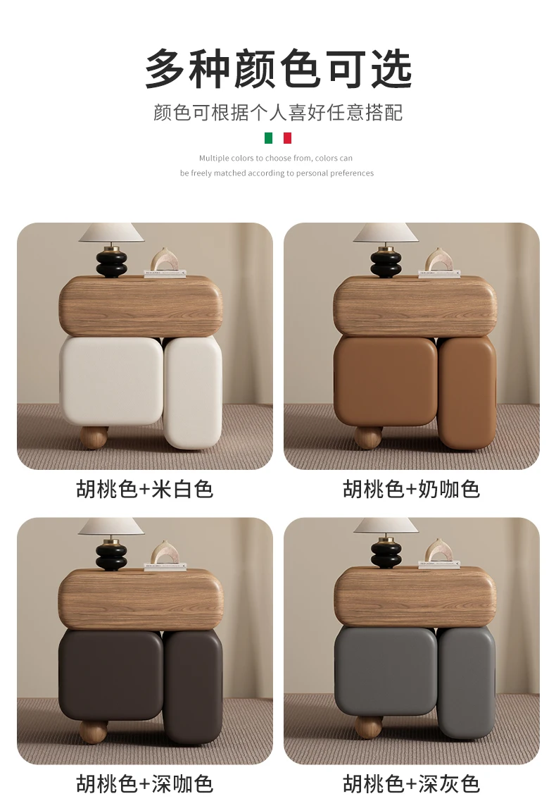 Storage Drawers Nightstands Cute Cream Style Luxury Aesthetic Bedside Table Simple Design Mesa De Noche Bedroom Furniture