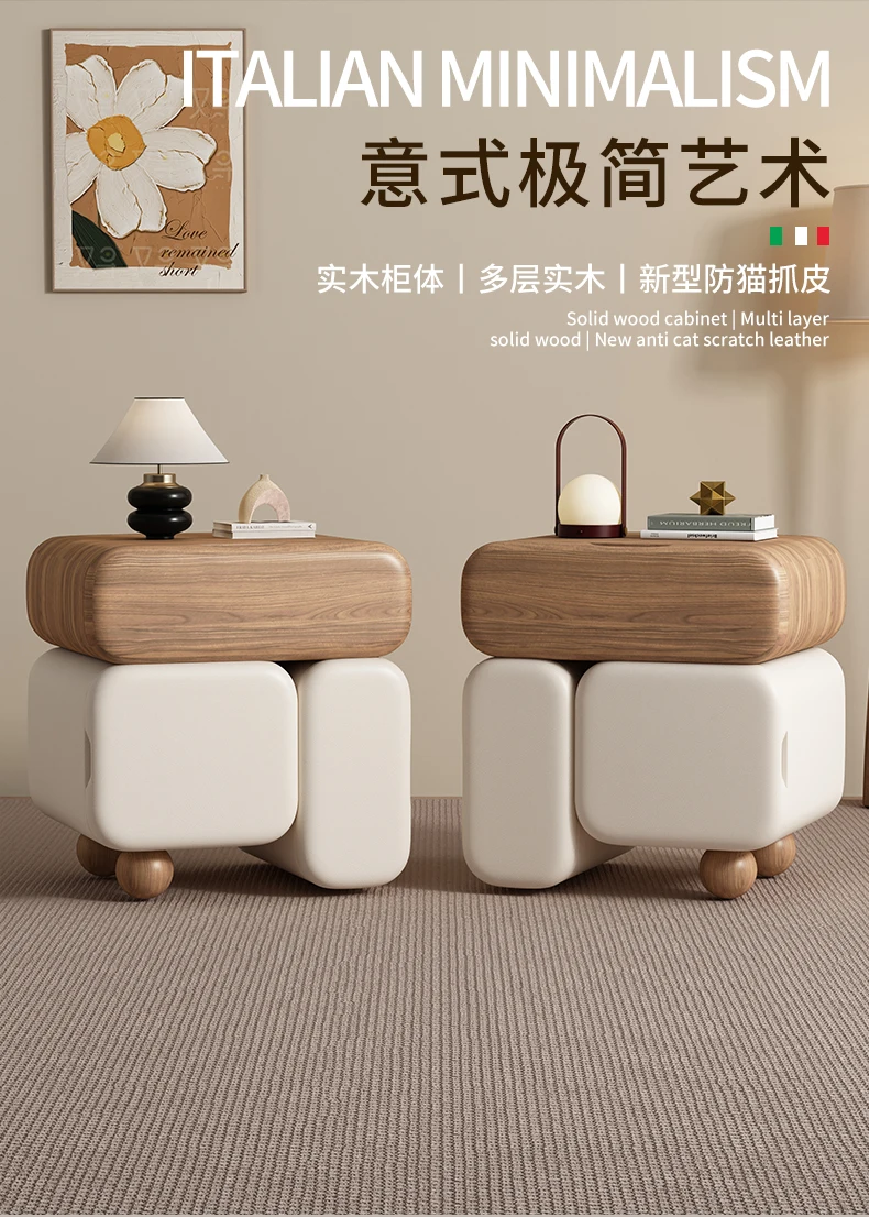 Storage Drawers Nightstands Cute Cream Style Luxury Aesthetic Bedside Table Simple Design Mesa De Noche Bedroom Furniture