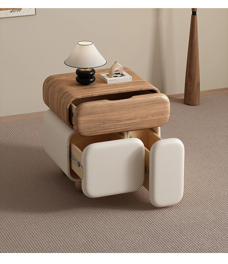 Storage Drawers Nightstands Cute Cream Style Luxury Aesthetic Bedside Table Simple Design Mesa De Noche Bedroom Furniture
