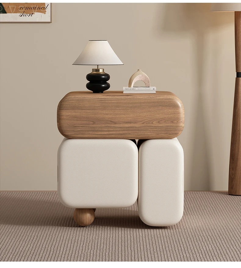 Storage Drawers Nightstands Cute Cream Style Luxury Aesthetic Bedside Table Simple Design Mesa De Noche Bedroom Furniture
