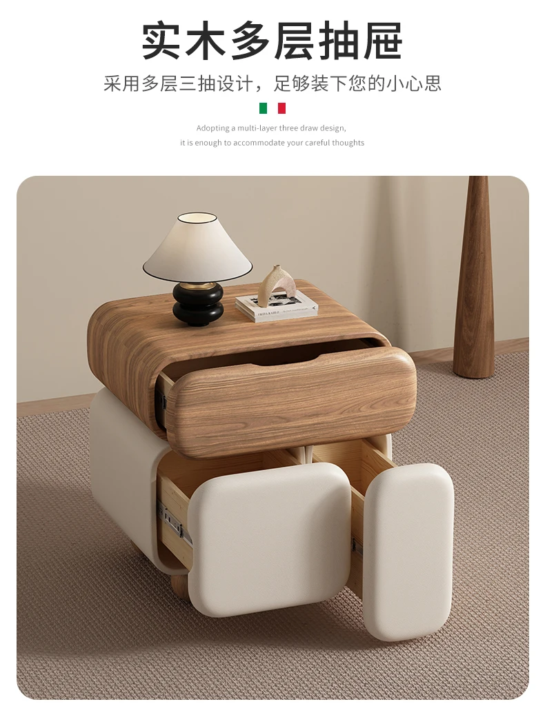 Storage Drawers Nightstands Cute Cream Style Luxury Aesthetic Bedside Table Simple Design Mesa De Noche Bedroom Furniture