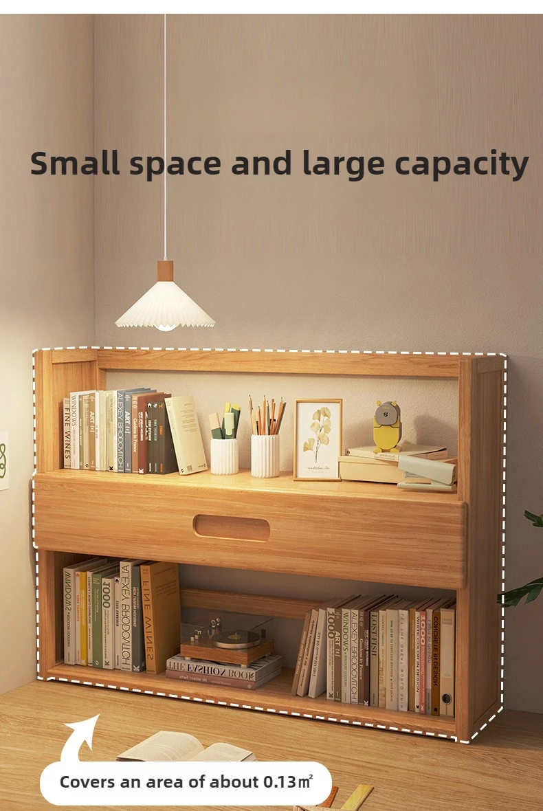 Simple desktop bookshelf dormitory multi-layer storage rack home student desk finishing shelf solid wood with extraction rack