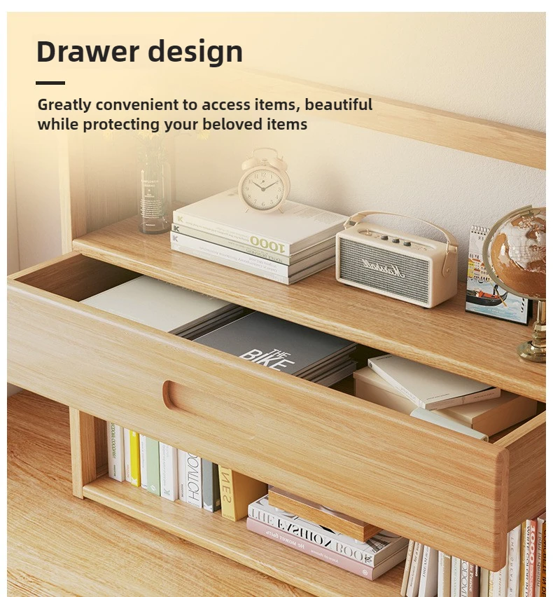 Simple desktop bookshelf dormitory multi-layer storage rack home student desk finishing shelf solid wood with extraction rack