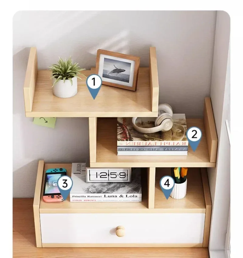 Bookcase Desktop Desk Storage and Storage Rack Household Desk Small Bookshelf Bedroom Office Multi-layer Simple Shelf