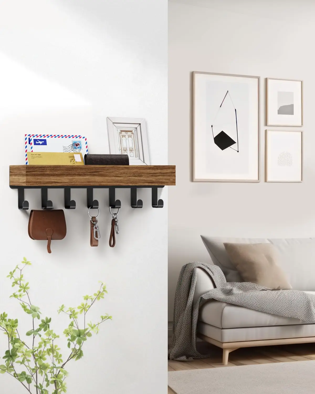 Rustic Wooden Key Holder with 6 Hooks Storage Tray Easy Install Wall-Mounted Organizer for Keys Mail and More for Bedroom Office Rustic Wooden Key Holder with 6 Hooks Storage Tray Easy Install Wall-Mounted Organizer for Keys Mail and More for Bedroom Office