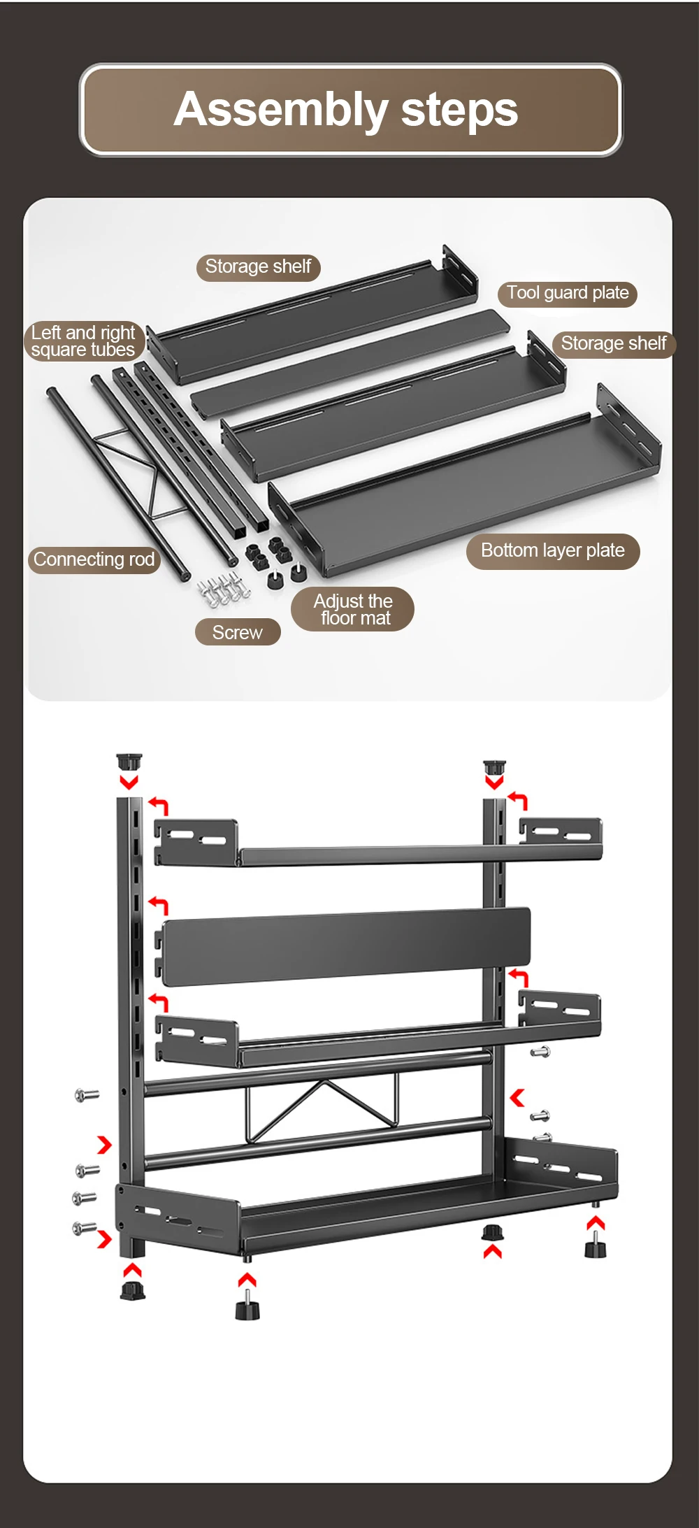 3 Tier Spice Storage Rack for Countertop Adjustable Spice Organization for Cabinet Kitchen Organizer Metal Shelf Black 3 Tier Spice Storage Rack for Countertop Adjustable Spice Organization for Cabinet Kitchen Organizer Metal Shelf Black